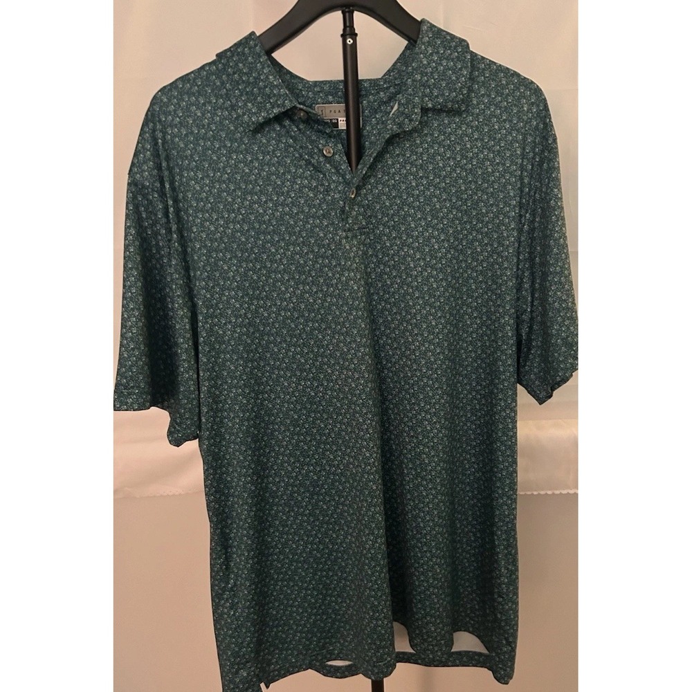 PGA Tour XL Green Vibrant Printed Golf Tennis Pickleball Short Sleeve Polo Shirt